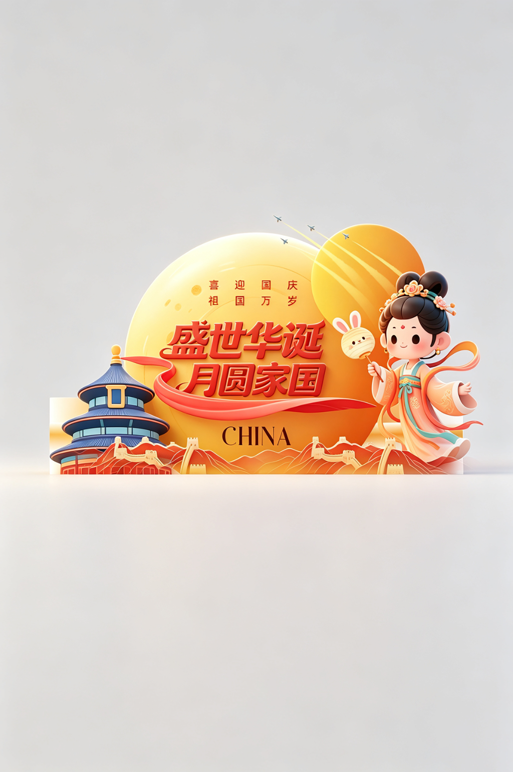 中秋节国庆节双节同庆整套活动物料美陈素材
