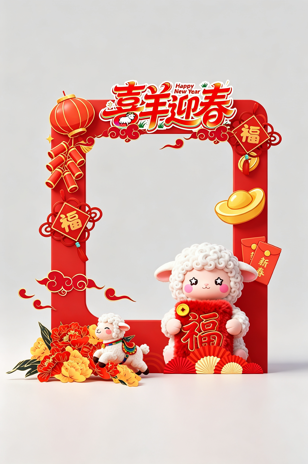 2027年羊年新年春节拍照框素材