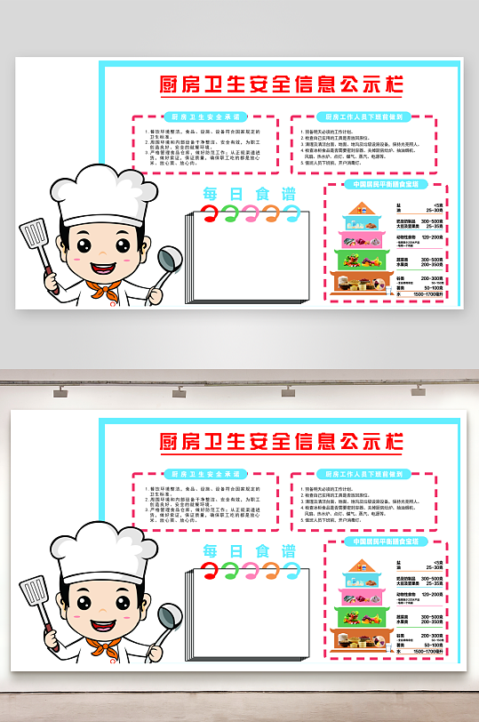 厨房卫生安全信息公示栏-众图网