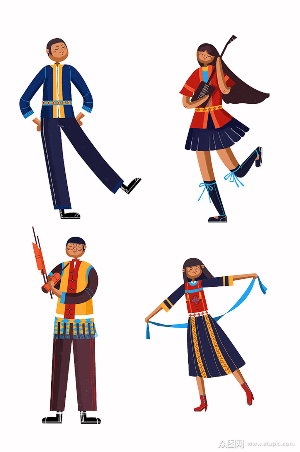 侗族歌舞男女免抠素材素材