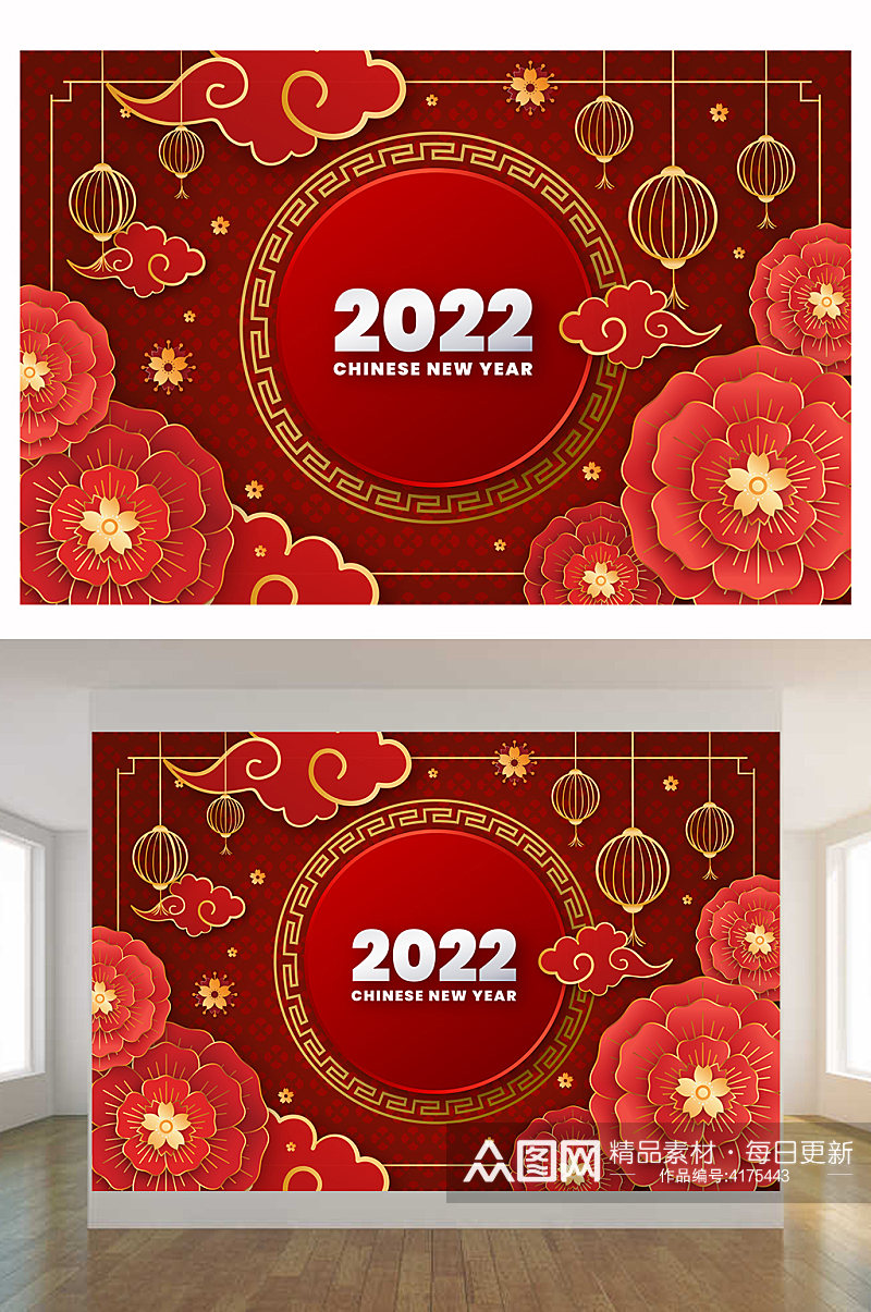 红色新年海报春节促销模板矢量二素材