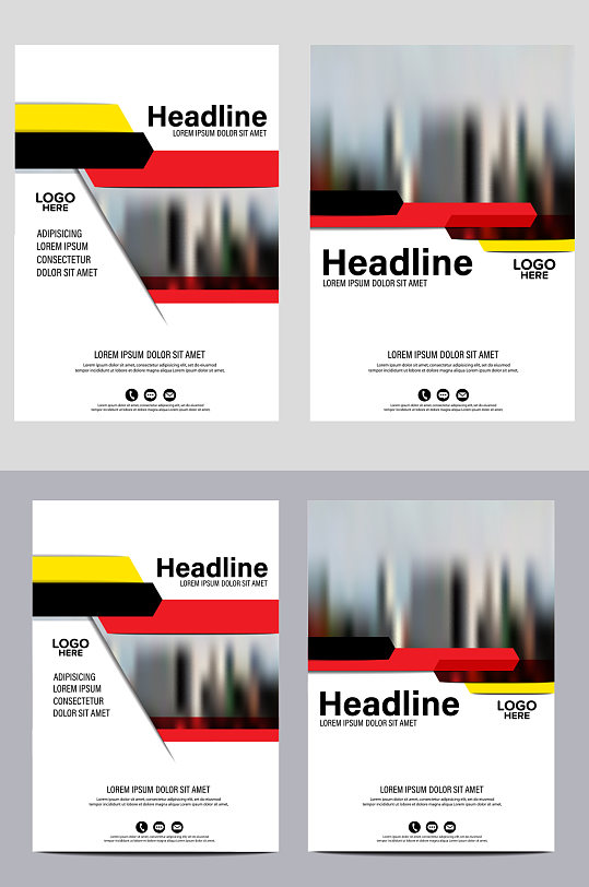 简约红黄高档质感精美宣传单页-众图网