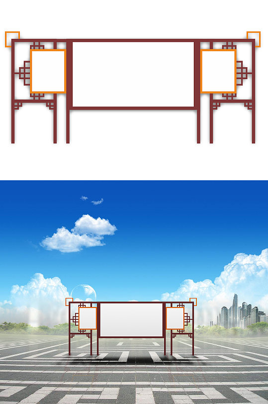 中式传统造型宣传栏-众图网