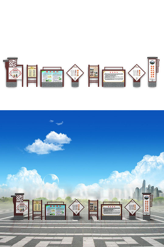 居民休闲广场高档文化长廊