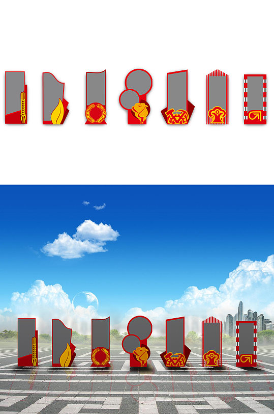 七款不同造型单个宣传栏-众图网