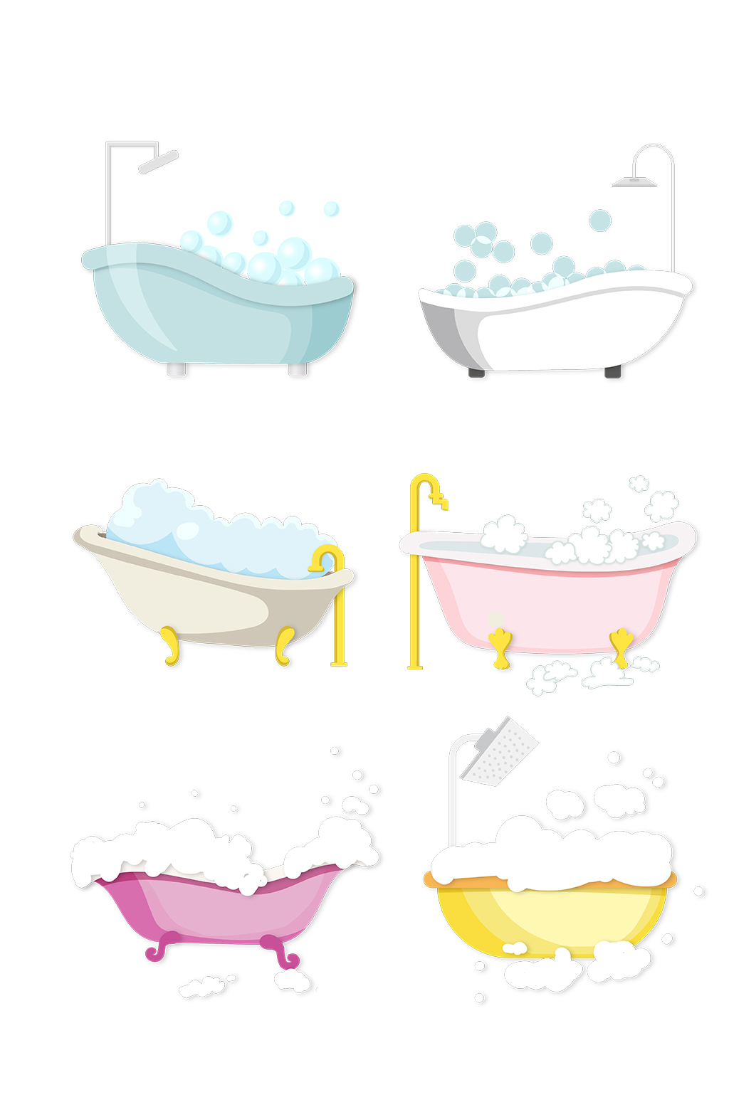 卫浴洁具洗澡盆插画素材