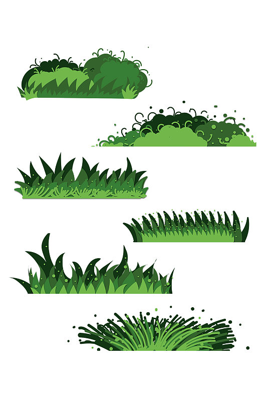 卡通绿草png装饰图案