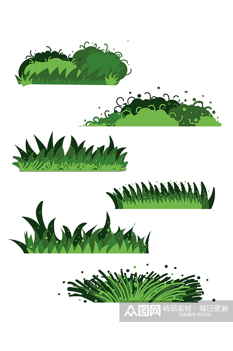 卡通绿草PNG装饰图案素材
