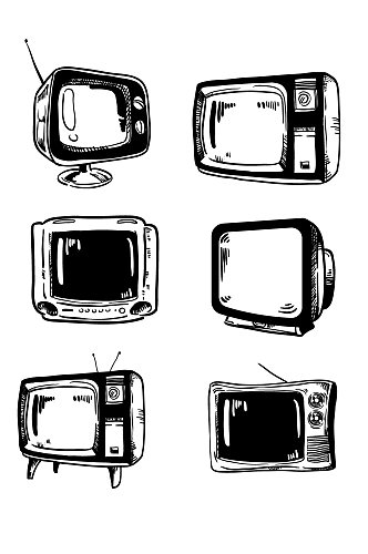 电视黑白卡通手绘