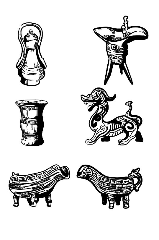 商周青铜器手绘图案