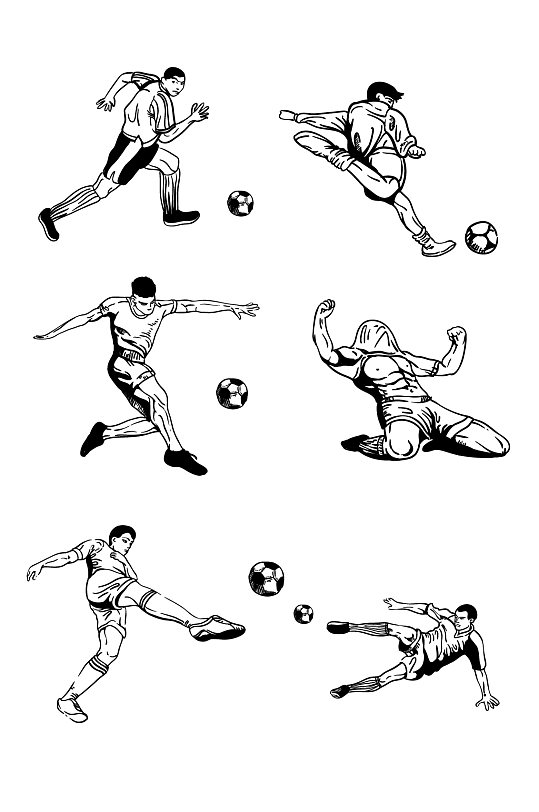 足球比赛运动员手绘
