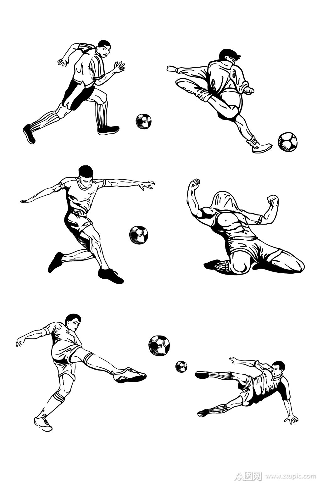 足球比赛运动员手绘素材