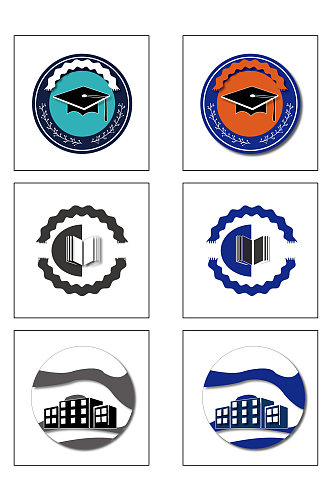 简约几何校园徽章装饰图案