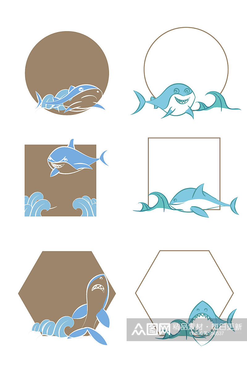 卡通可爱鲨鱼png透明底素材