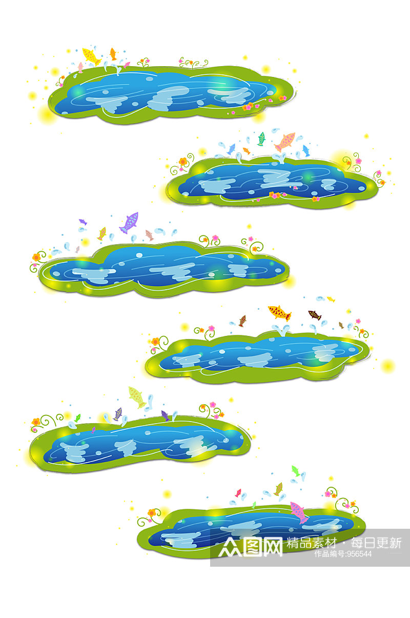 卡通绿色的池塘免抠图素材