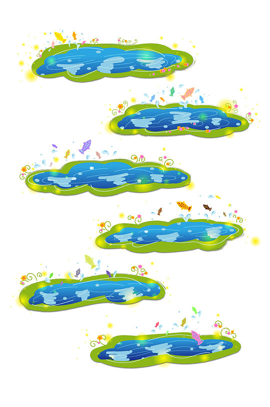 卡通绿色的池塘免抠图