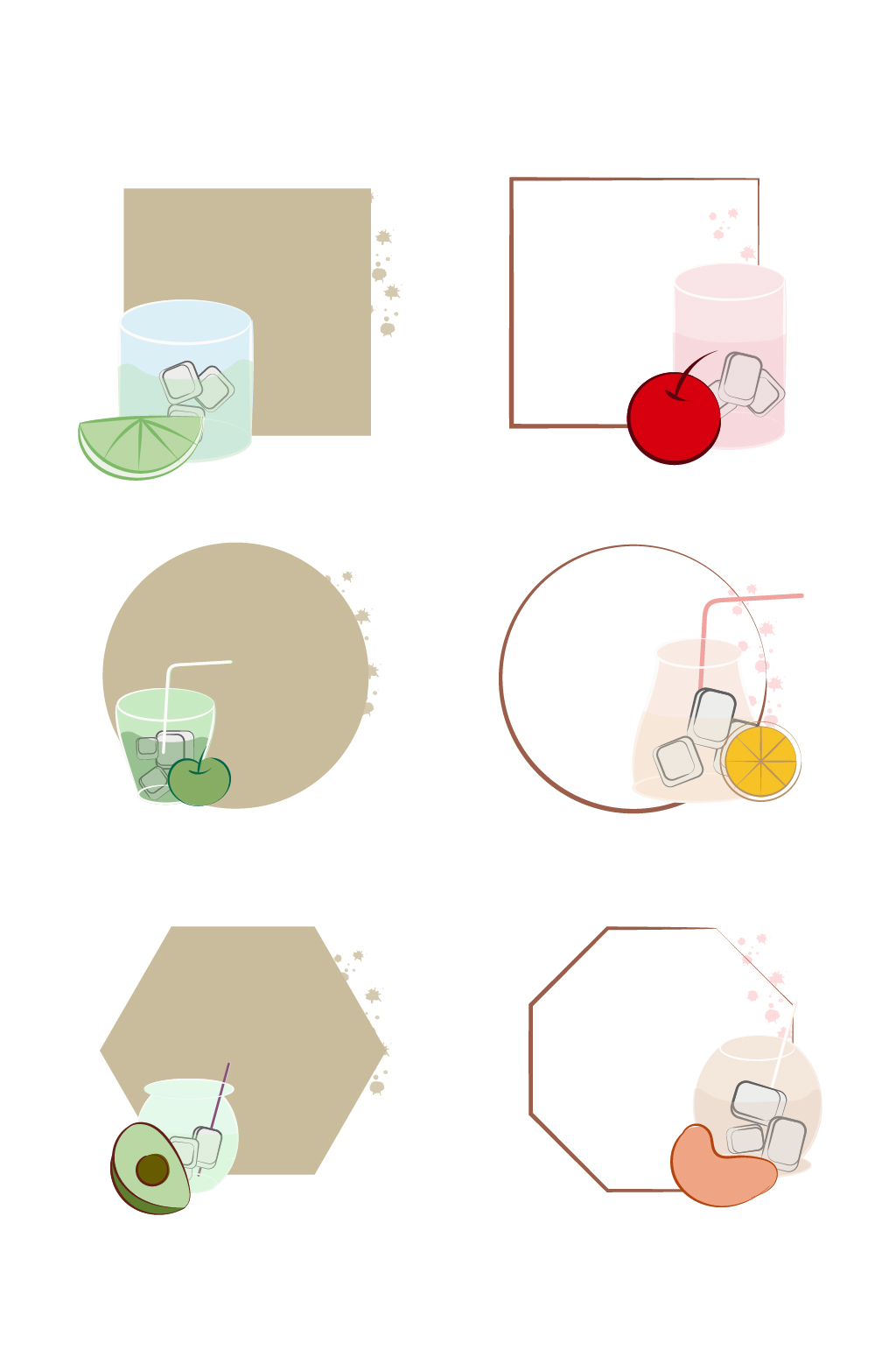 柠檬饮料手绘插画素材