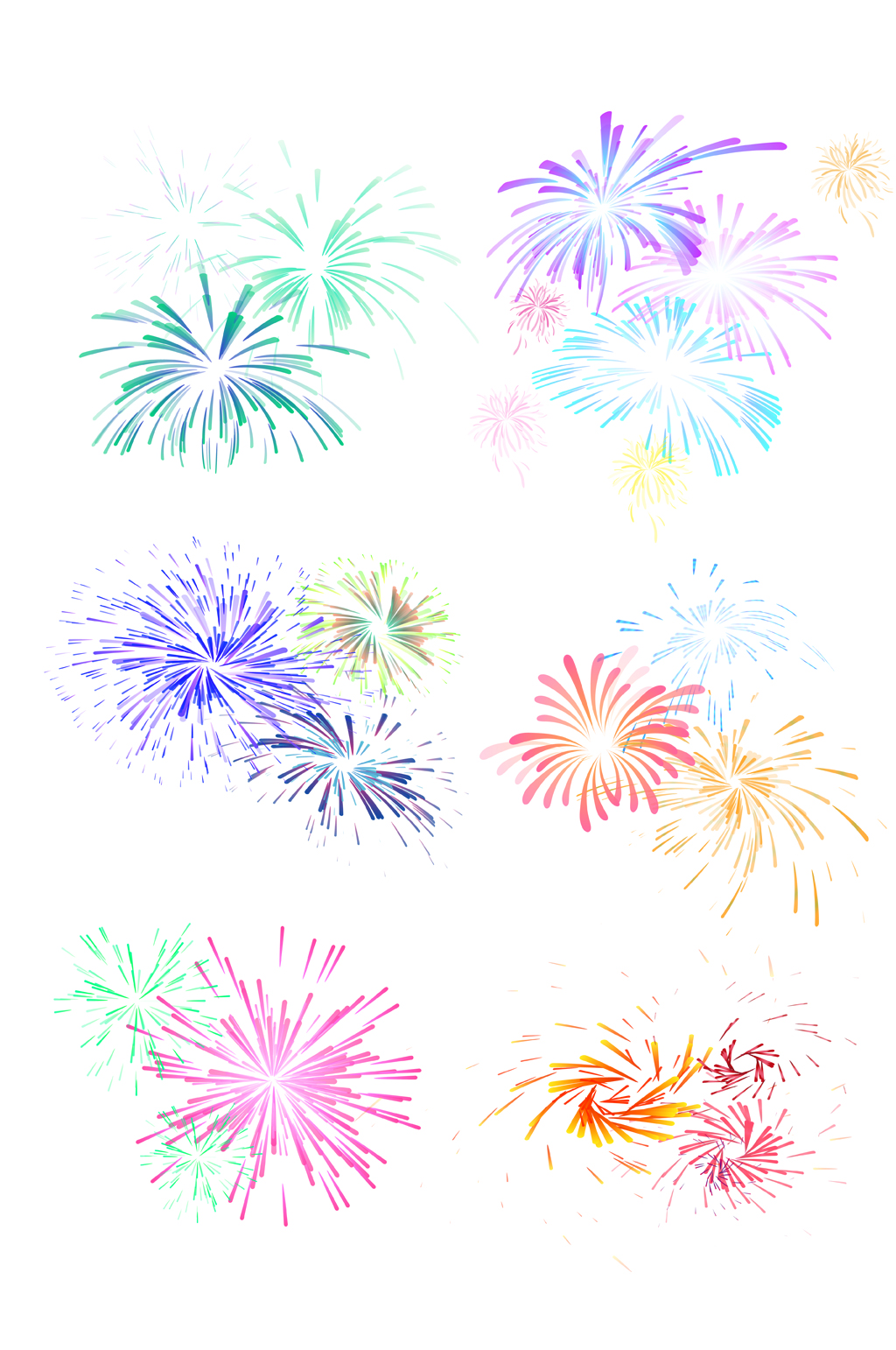 新年炫彩的烟花插画矢量图素材