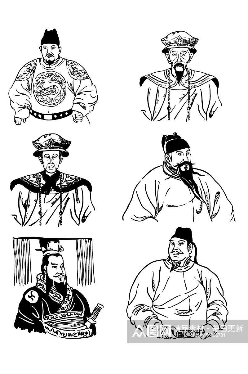 中国历代皇帝手绘素材