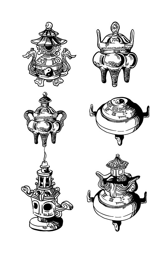 书童卡通手绘图案