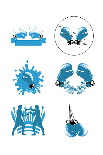 矢量拳击运动图标装饰图案
