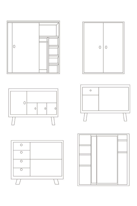 线描柜子手绘插画装饰图案