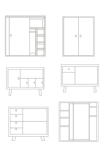 线描柜子手绘插画装饰图案