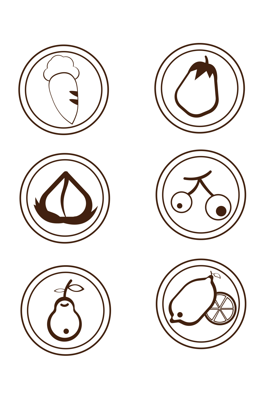 植物蔬菜水果黑白水印logo矢量素材