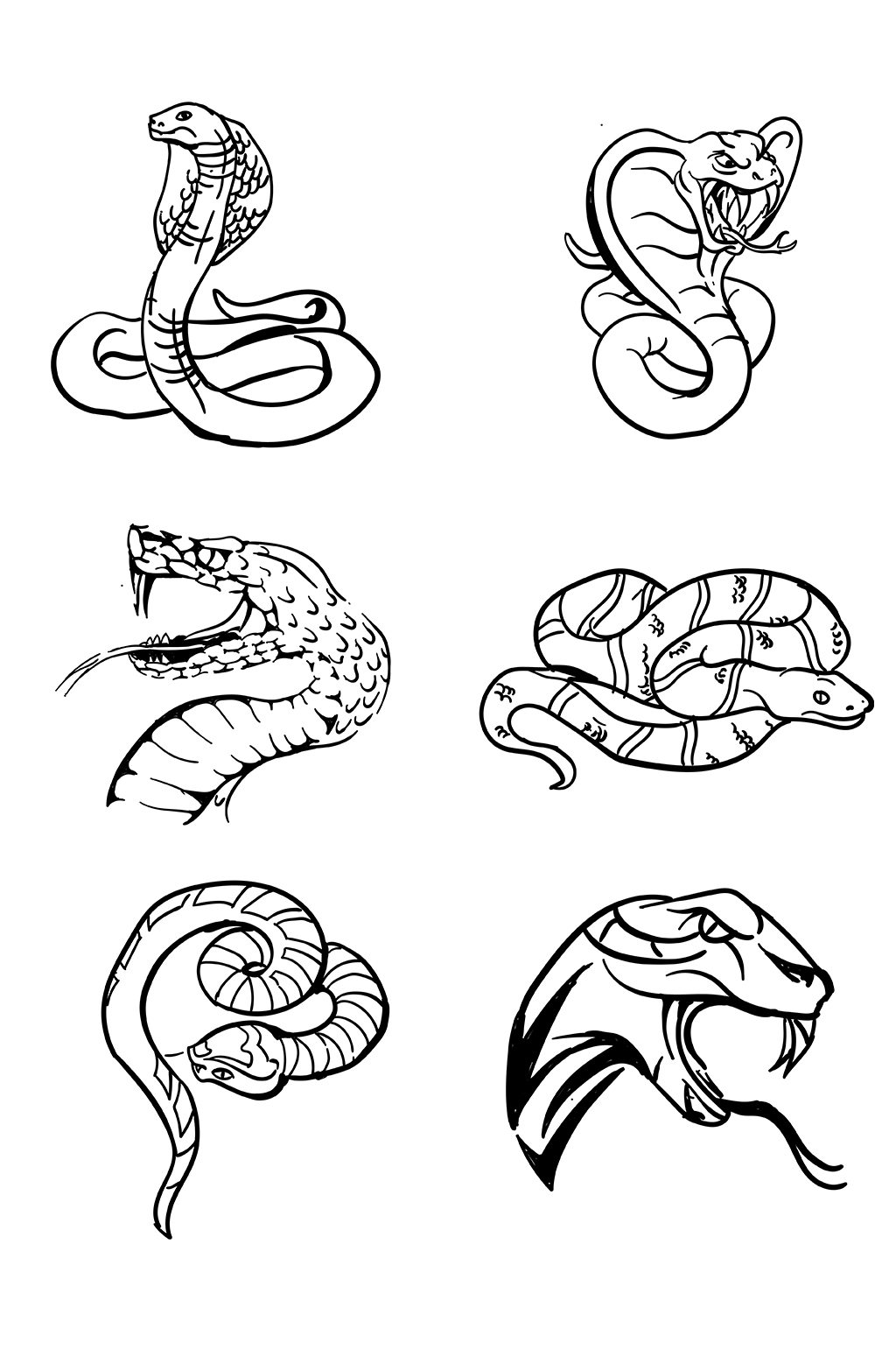 猛蛇的简笔画图片