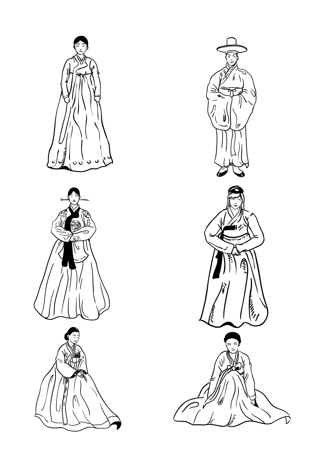韩国服饰手绘线描