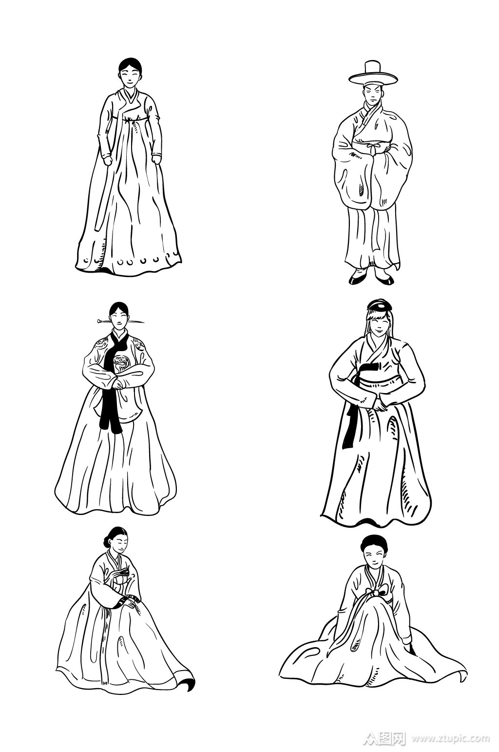 韩国服饰手绘线描