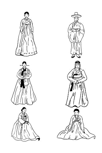 韩国服饰手绘线描
