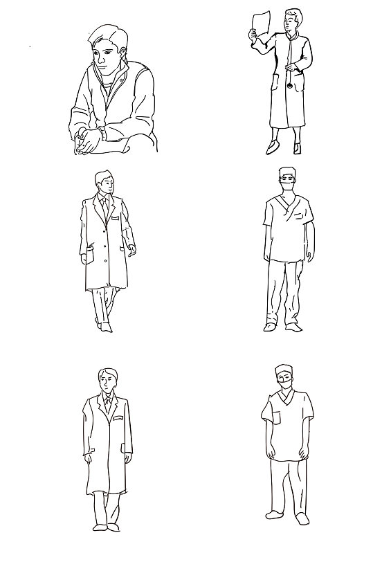 男医生手绘线稿简易图