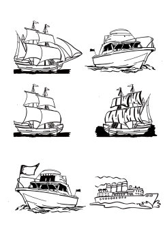 船插画素材航船手绘