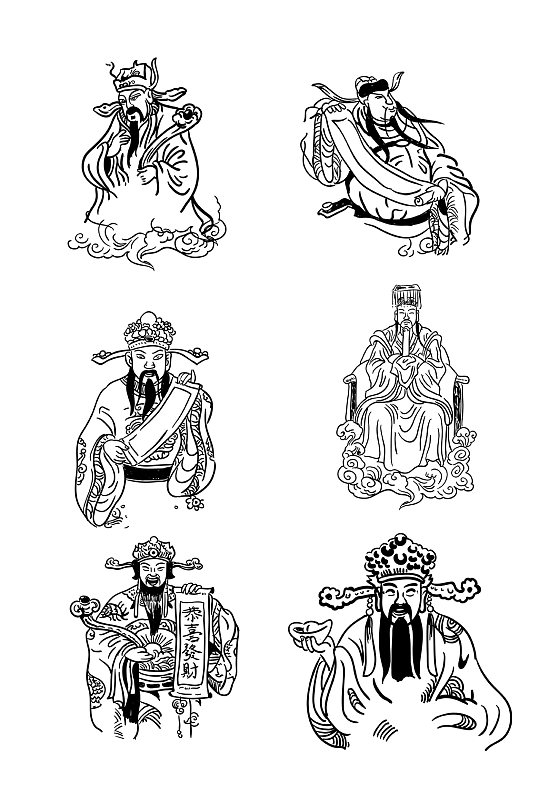 手绘卡通神像财神