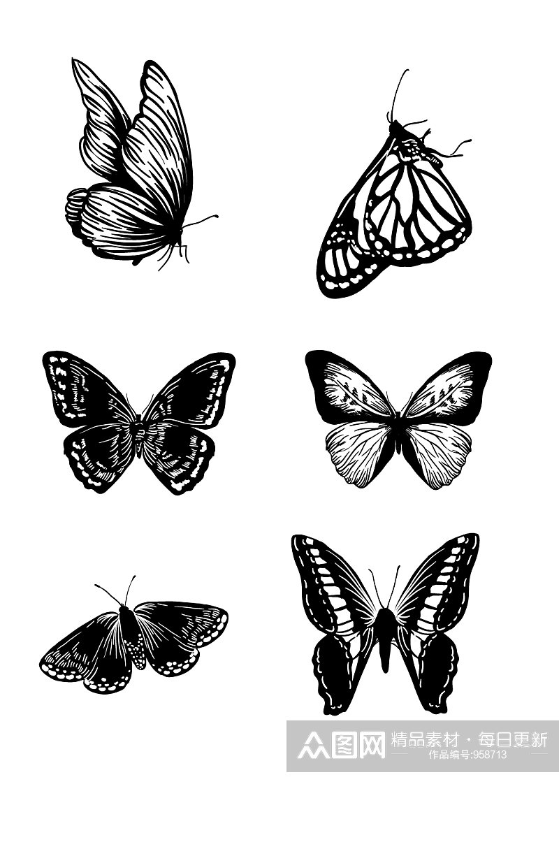 蝴蝶素材手绘图案素材