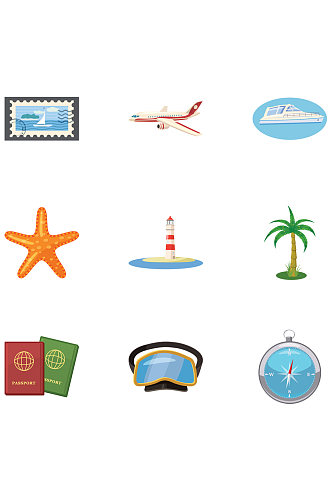 出海旅行图标集9旅行的动画片例证