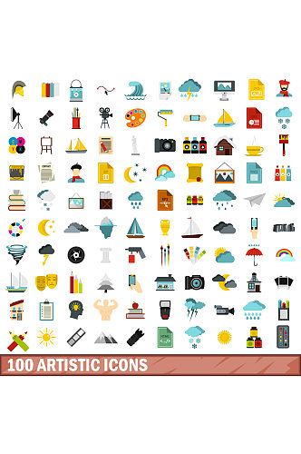 100个艺术性的象在所有设计传染媒介例