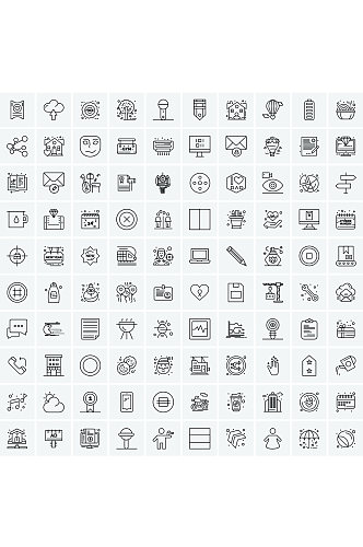 一套用于移动和Web的100通用线图标