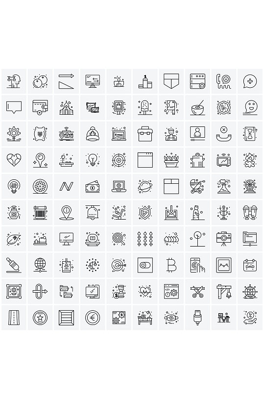 一套用于移动和Web的100通用线图标