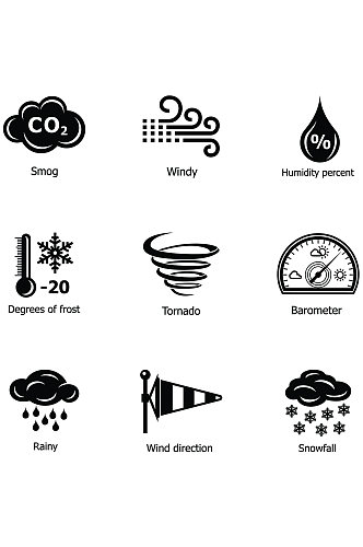 天气雨雪图标插图集