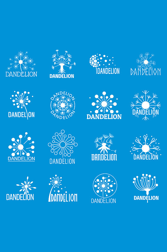 蒲公英的标志图标集