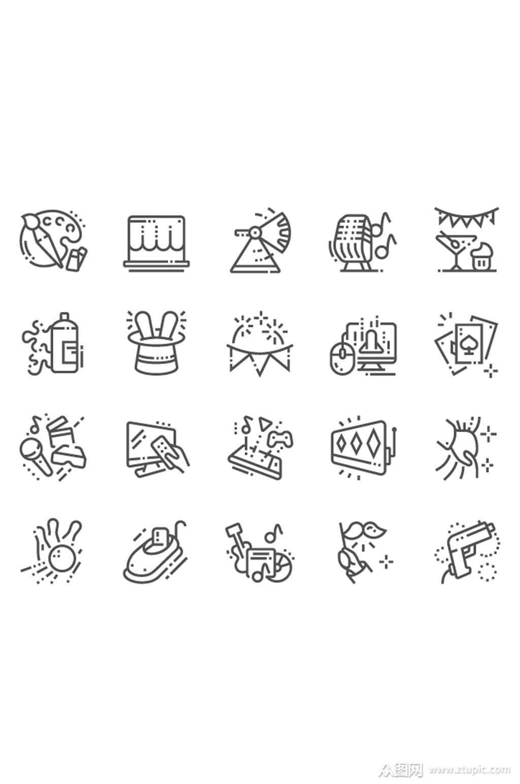 娱乐元素图标黑白图标素材