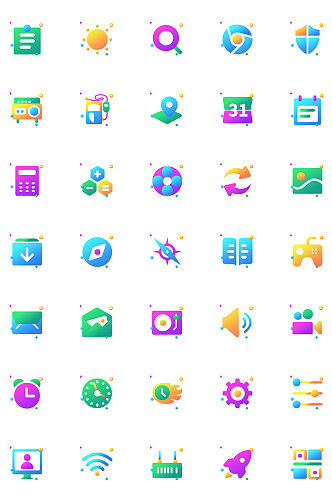 多色手机常用矢量图标icon