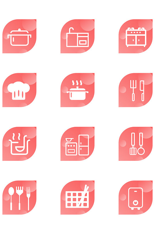 常用厨房厨具矢量icon图标