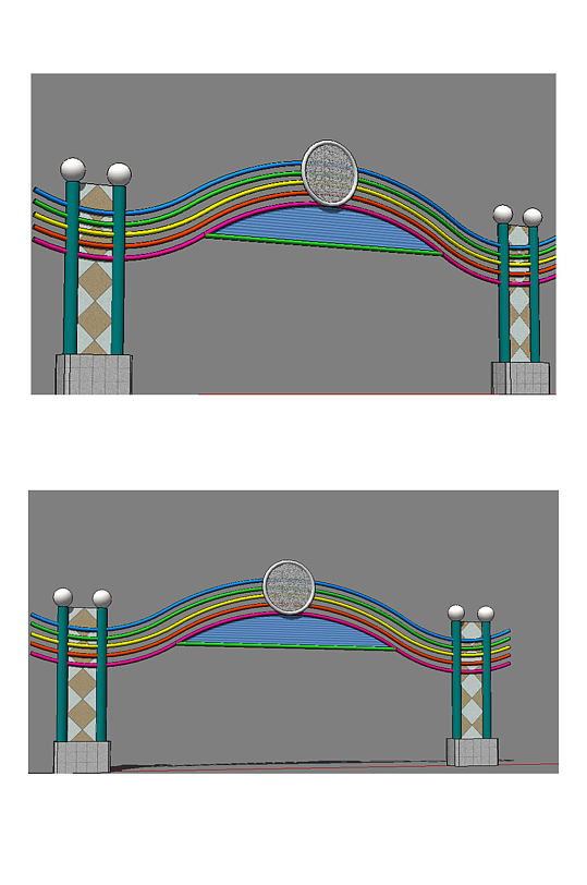 现代建筑彩虹门头
