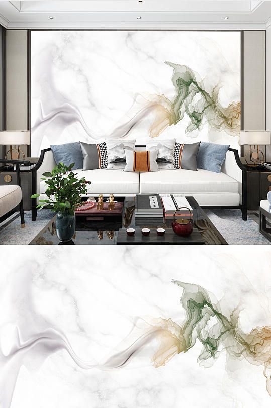 抽象线条中式背景画-众图网