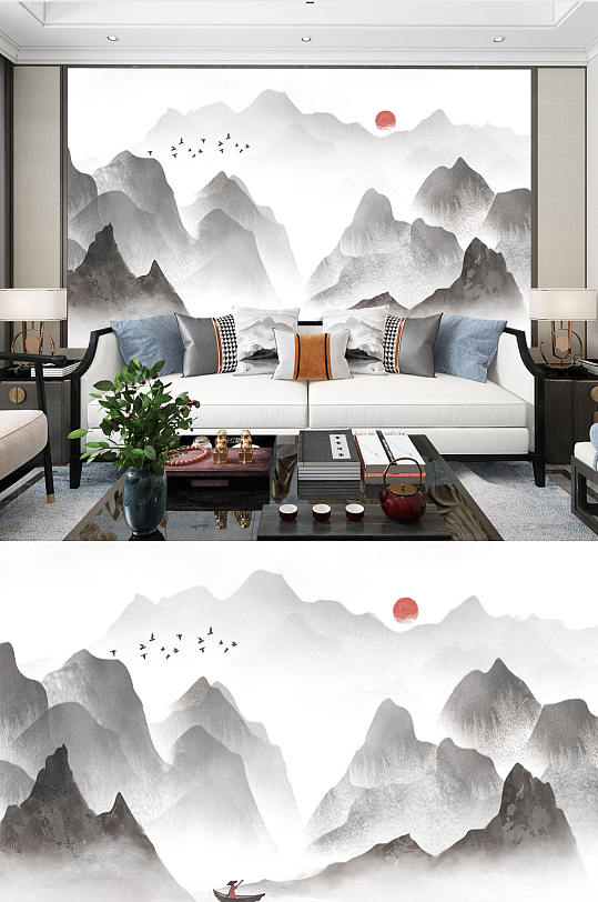 中式风格山水画背景