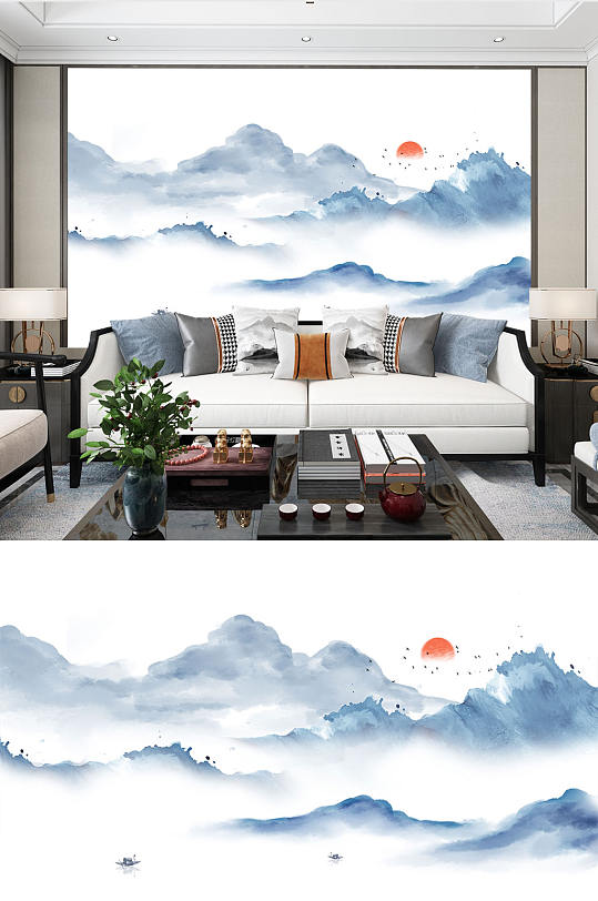 抽象山水意境背景画-众图网