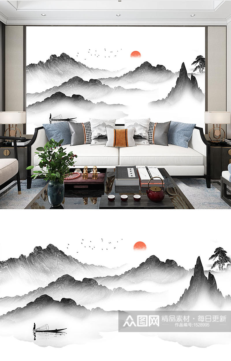 中式风格山水画背景素材